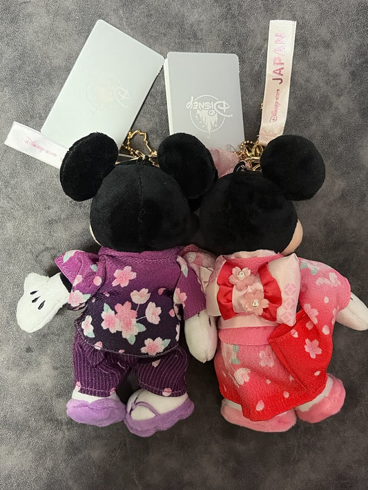 SDJ - Kimono Mickey and Minnie Mouse Plush Keychain pair