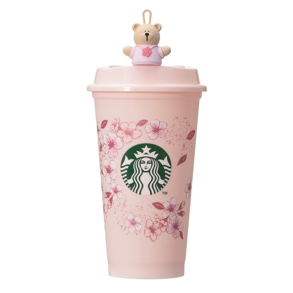 Starbucks Japan SAKURA Shine Brightly 2026 collection merchandise. Limited edition series featuring glitter pink stainless bottles, Stanley collaboration tumblers in pink gradient, and color-changing cups. The design theme highlights vivid spring colors, metallic gold accents, and bright cherry blossom patterns.