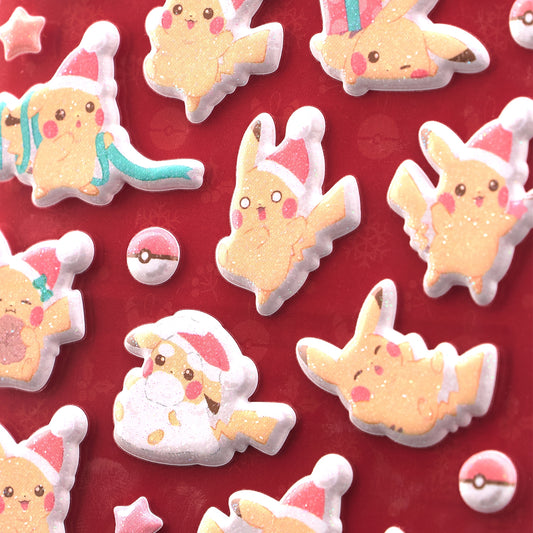 Sparkly Puffy Stickers Christmas JunbiChu! | Pokemon Center Japan
