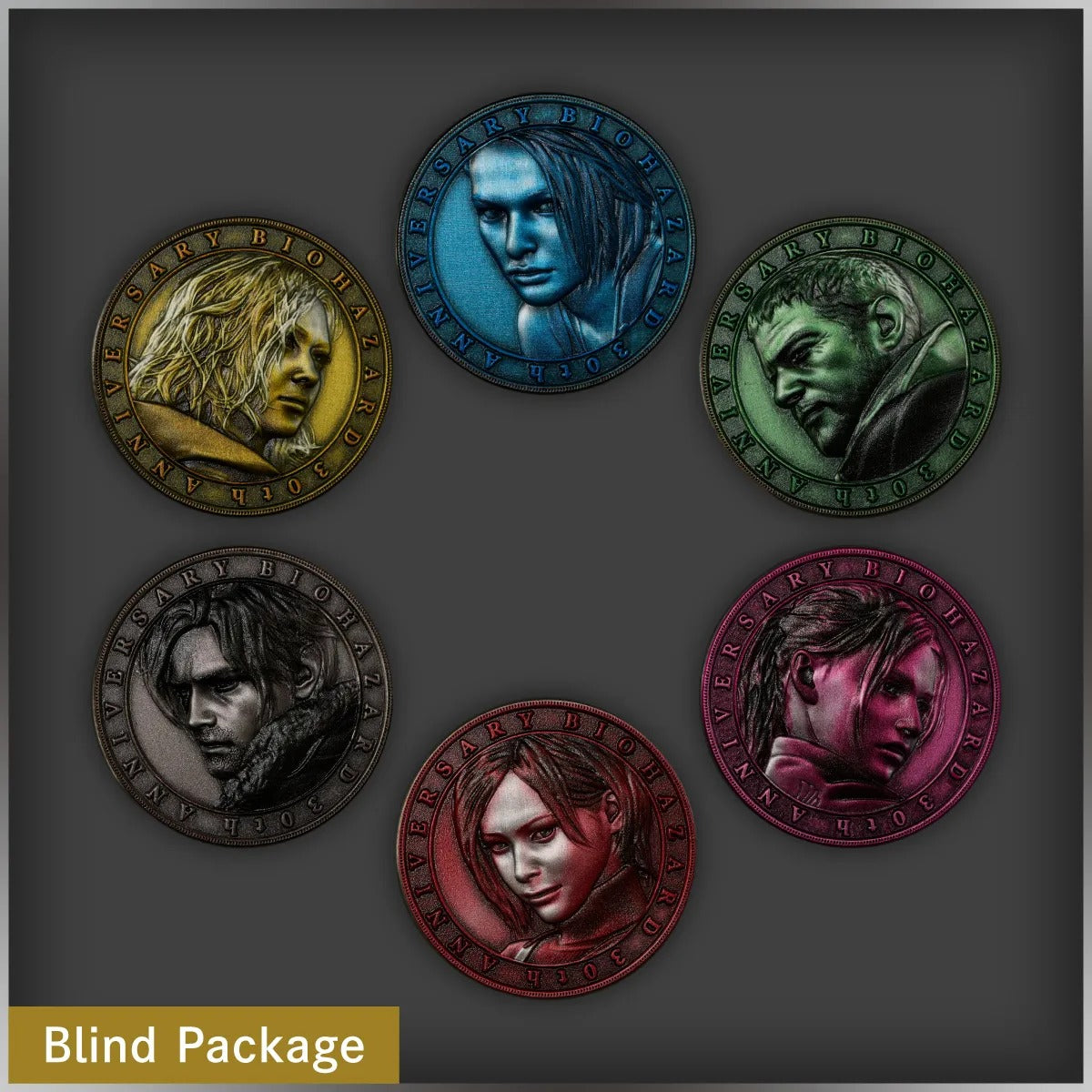 Antique Coin-Style Lapel Pin Blind Package | The World of Resident Evil 30th Anniversary Exhibition