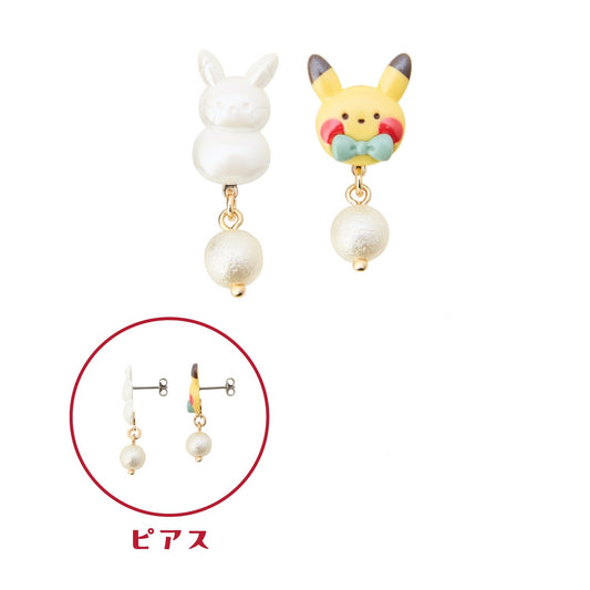Pikachu Snowman & Ornament Pierced Earrings Christmas JunbiChu! | Pokemon Center Japan