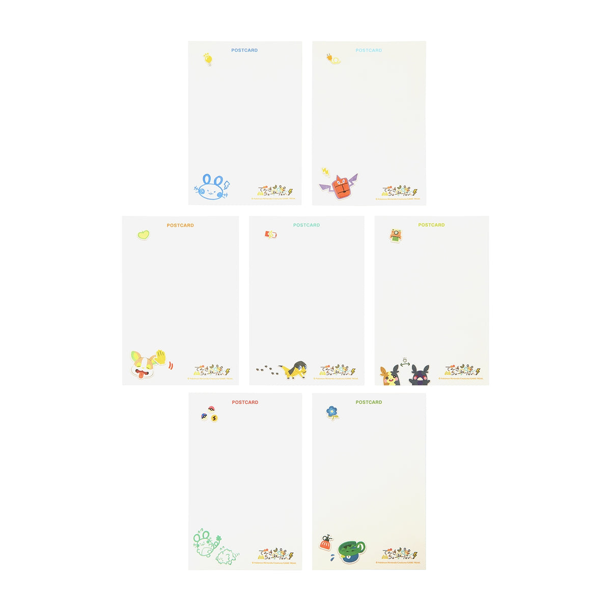 Postcard Set of Seven Give Me Electricity! | Pokémon Center Japan