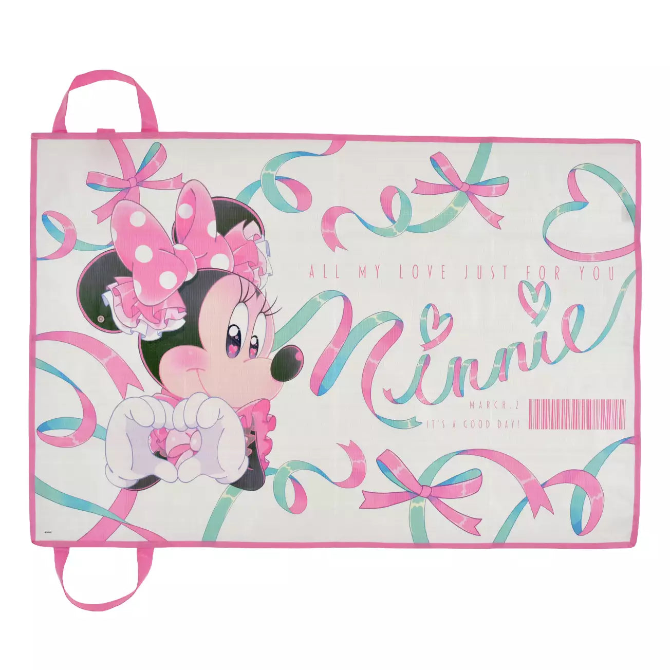 A merchandise item from the Disney Store Japan 'Minnie Day' collection, featuring Minnie Mouse with a bright, cheerful spring design. The product includes pastel colors, floral or ribbon motifs, and a cute, celebratory aesthetic in honor of Minnie Day (March 2nd).