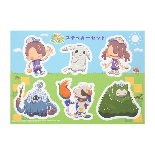 A decorative set of six stickers featuring the slightly altered Pokémon and items from the Pokémon Pokopia game.