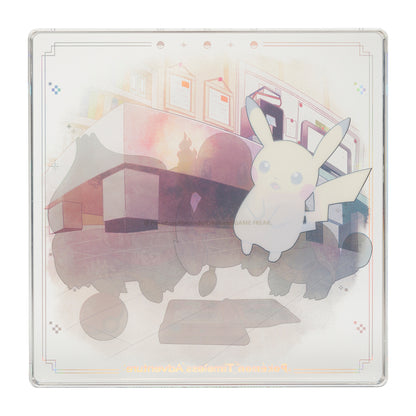 Thick decorative acrylic display block featuring official Pokémon Timeless Adventure Kanto artwork.
