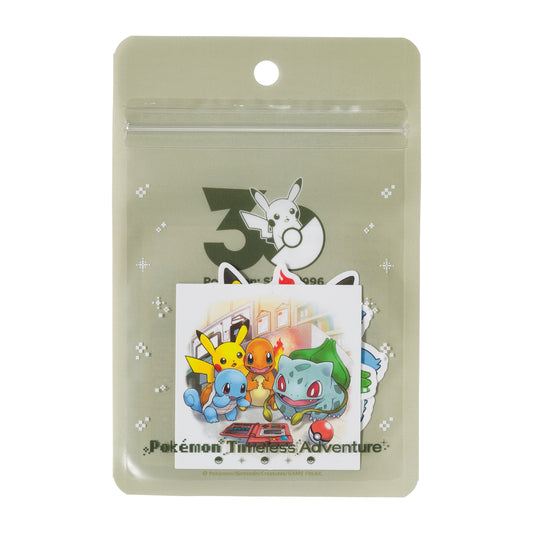 A set of exclusive die-cut stickers from the Pokémon Timeless Adventure Kanto merchandise collection.