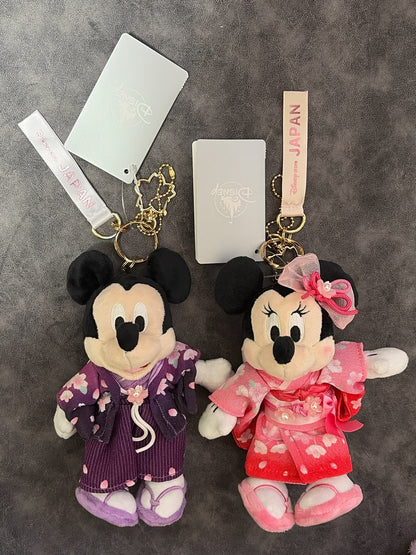 SDJ - Kimono Mickey and Minnie Mouse Plush Keychain pair