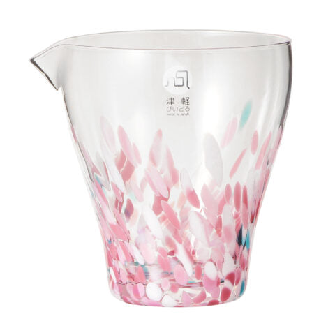 JIMOTO Made+ Tsugaru Vidro Katakuchi Hiruzakura. Glass pitcher with floral design. Shop at LEALEA MART.