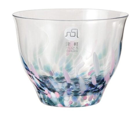 JIMOTO Made+ Tsugaru Vidro Mini Glass Night Sakura. Glass tumbler with multicolored design and brand logo. Shop at LEALEA MART.