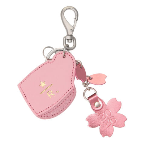 Starbucks Reserve Leather Keychain Pink Mug. Pink heart-shaped keychain with a cherry blossom charm. Shop at LEALEA MART.