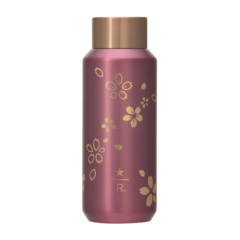 Starbucks Reserve® Stainless Steel Bottle Ruby Pink. Pink water bottle with gold floral patterns and a gold cap. Shop at LEALEA MART.