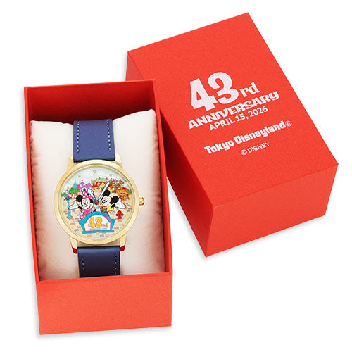 Limited-edition Tokyo Disneyland 43rd Anniversary commemorative watch featuring a bright Toontown motif.