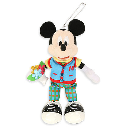 Tokyo Disneyland 43rd Anniversary plush badge featuring Mickey in a colorful Toontown outfit.