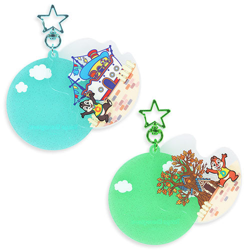 A set of colorful acrylic keychains from the Tokyo Disneyland 43rd Anniversary Toontown merchandise collection.