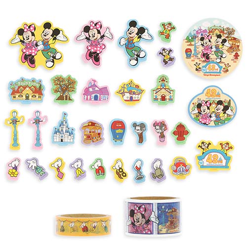 A stationery set including stickers and masking tape from the exclusive Tokyo Disneyland 43rd Anniversary collection.