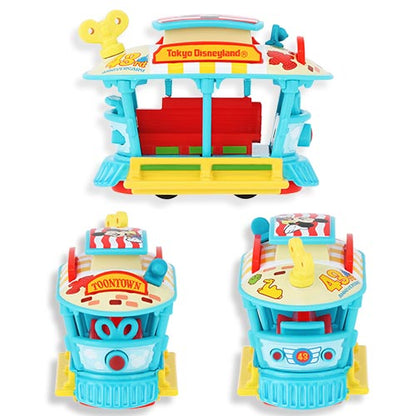 Limited-edition Tokyo Disneyland 43rd Anniversary Tomica die-cast car modeled after the Toontown Jolly Trolley.