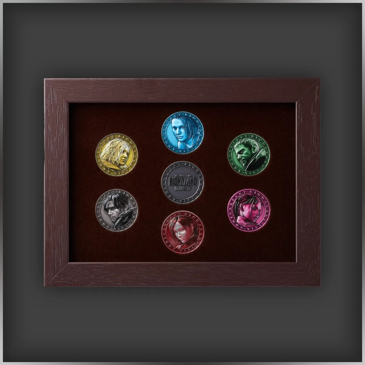 Framed Antique Coin-Sytle Lapel Pin Set | The World of Resident Evil 30th Anniversary Exhibition