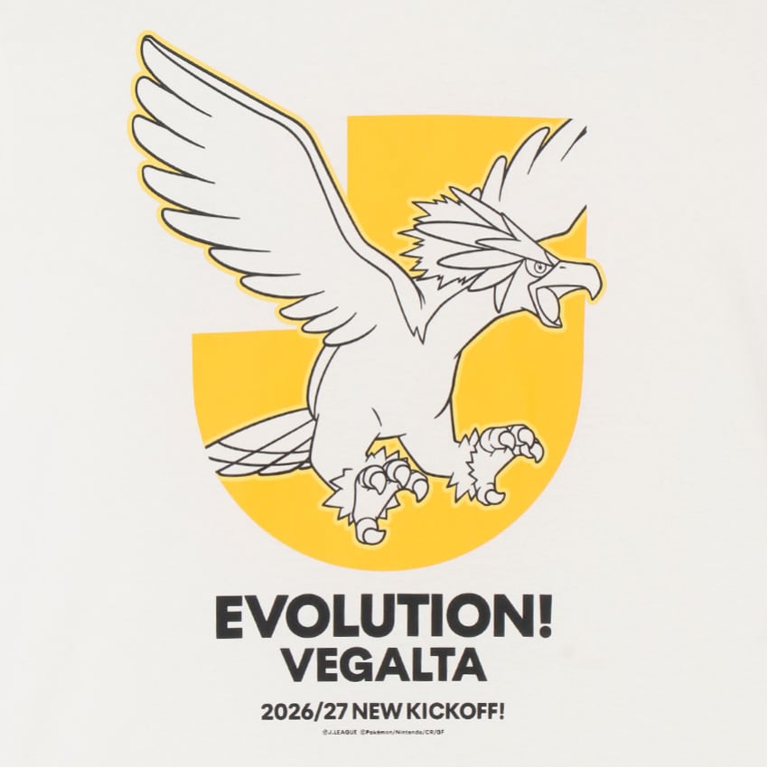 Braviary T-Shirt White Vegalta Sendai x Pokemon J.League | J.League Online Store