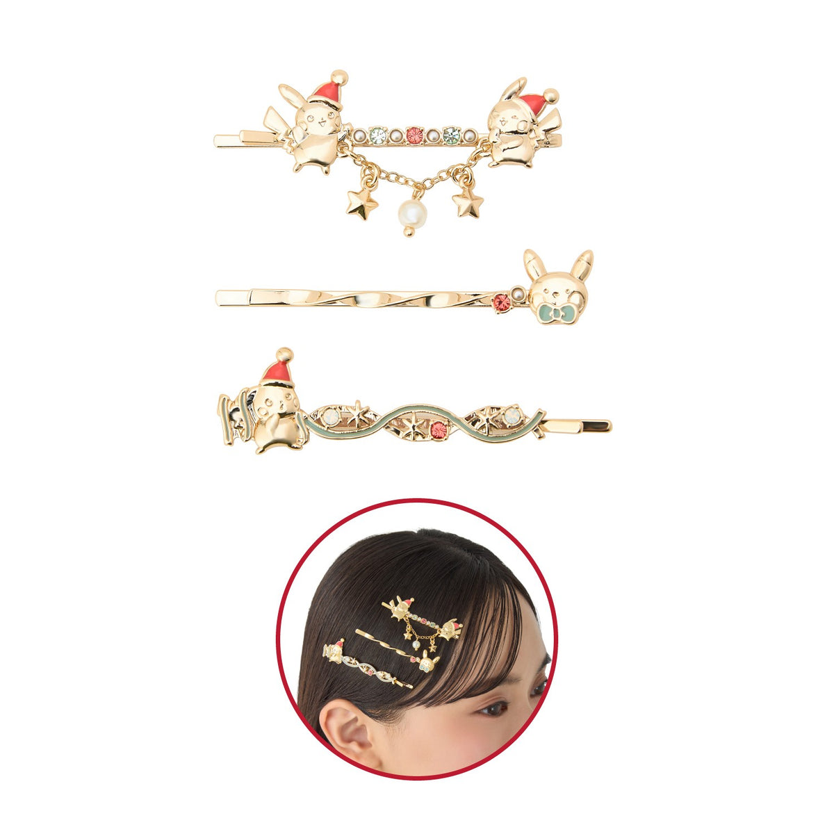 Hair Pins Christmas JunbiChu! | Pokemon Center Japan