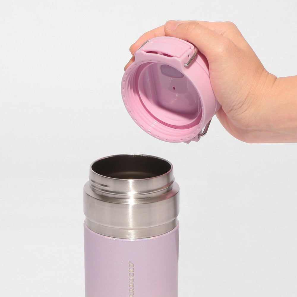 Starbucks Japan SAKURA Shine Brightly 2026 collection merchandise. Limited edition series featuring glitter pink stainless bottles, Stanley collaboration tumblers in pink gradient, and color-changing cups. The design theme highlights vivid spring colors, metallic gold accents, and bright cherry blossom patterns.