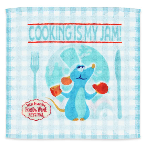 Two kitchen towels with Remy text, one red and white checkered, the other blue and white checkered.