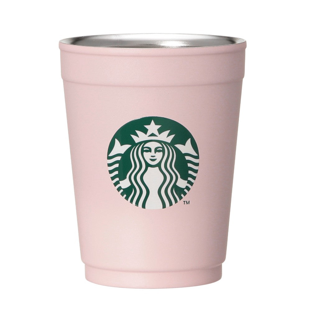 Starbucks Japan SAKURA Shine Brightly 2026 collection merchandise. Limited edition series featuring glitter pink stainless bottles, Stanley collaboration tumblers in pink gradient, and color-changing cups. The design theme highlights vivid spring colors, metallic gold accents, and bright cherry blossom patterns.