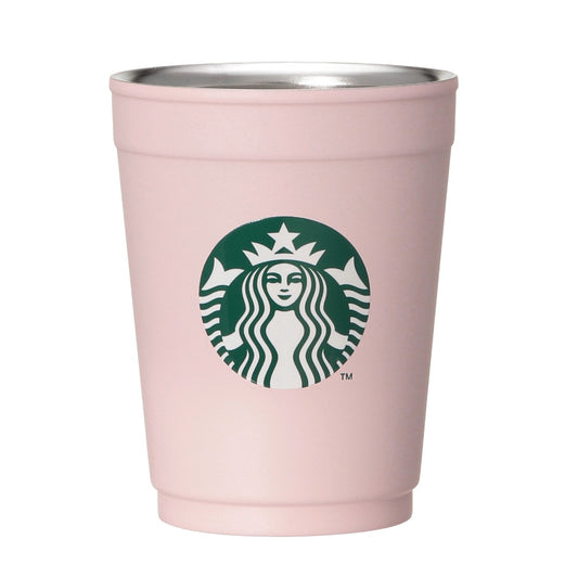 Starbucks Japan SAKURA Shine Brightly 2026 collection merchandise. Limited edition series featuring glitter pink stainless bottles, Stanley collaboration tumblers in pink gradient, and color-changing cups. The design theme highlights vivid spring colors, metallic gold accents, and bright cherry blossom patterns.