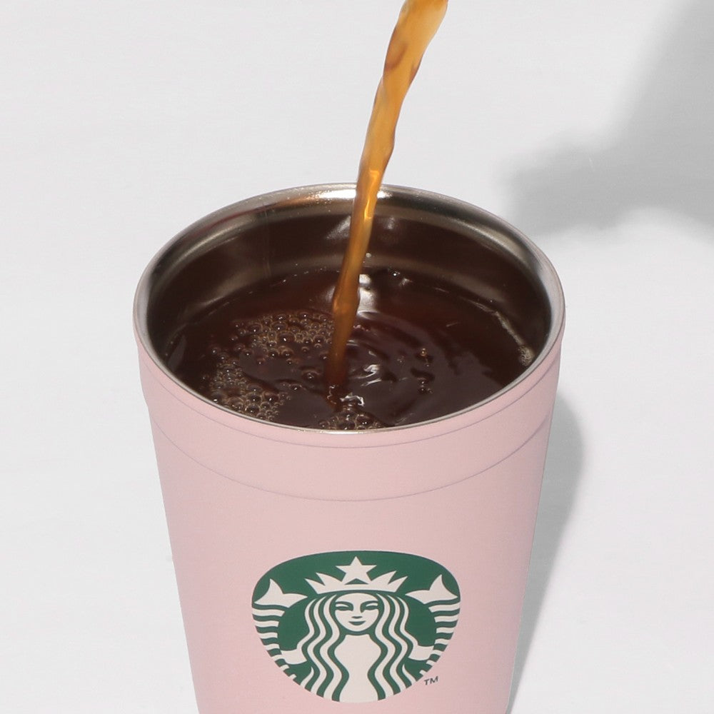 Starbucks Japan SAKURA Shine Brightly 2026 collection merchandise. Limited edition series featuring glitter pink stainless bottles, Stanley collaboration tumblers in pink gradient, and color-changing cups. The design theme highlights vivid spring colors, metallic gold accents, and bright cherry blossom patterns.