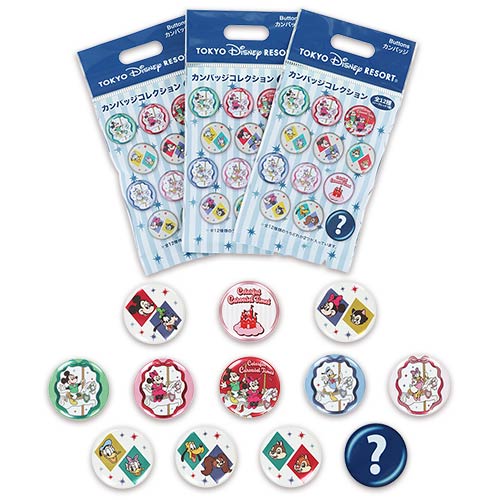Mickey Mouse and Friends Tin Badge 2-Piece Blind Pack Colorful Carousel Times | Tokyo Disney Resort