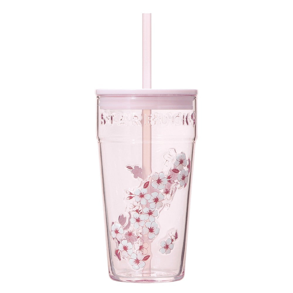 Starbucks Japan SAKURA Shine Brightly 2026 collection merchandise. Limited edition series featuring glitter pink stainless bottles, Stanley collaboration tumblers in pink gradient, and color-changing cups. The design theme highlights vivid spring colors, metallic gold accents, and bright cherry blossom patterns.