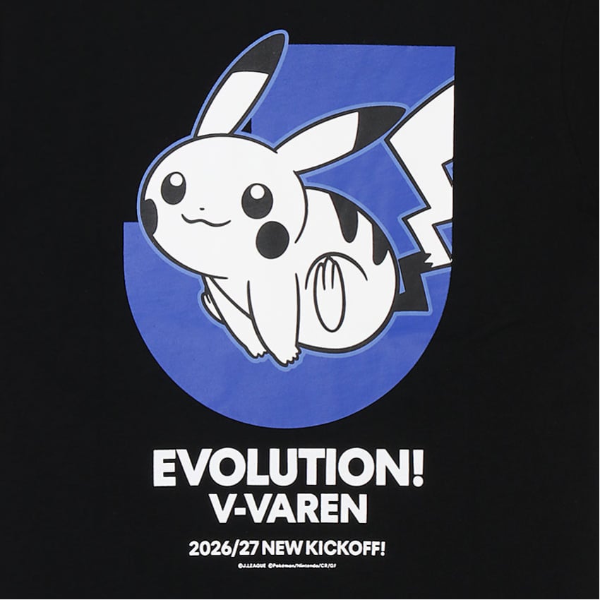Pikachu T-Shirt Black Kids V-Varen Nagasaki x Pokemon J.League | J.League Online Store