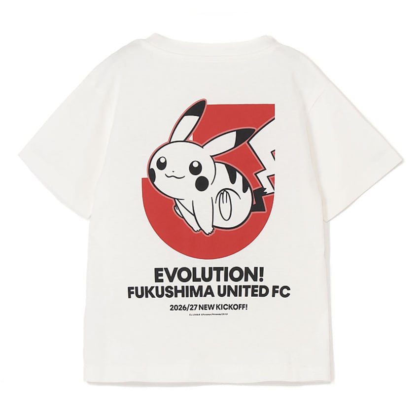 Pikachu T-Shirt White Kids Fukushima United FC x Pokemon J.League | J.League Online Store