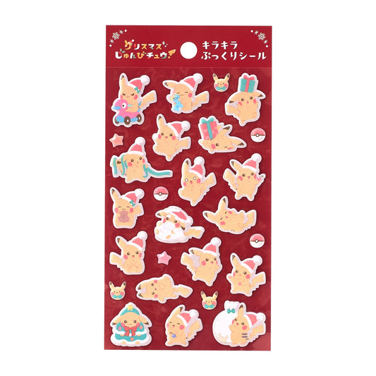 Sparkly Puffy Stickers Christmas JunbiChu! | Pokemon Center Japan