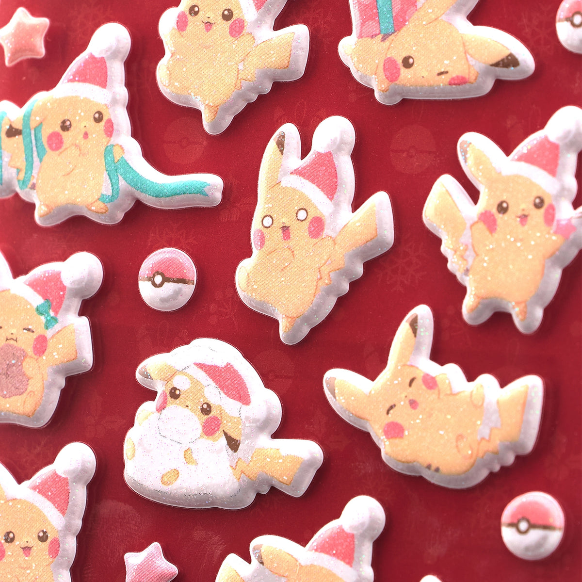 Sparkly Puffy Stickers Christmas JunbiChu! | Pokemon Center Japan