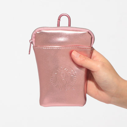 Starbucks Japan SAKURA Shine Brightly 2026 collection merchandise. Limited edition series featuring glitter pink stainless bottles, Stanley collaboration tumblers in pink gradient, and color-changing cups. The design theme highlights vivid spring colors, metallic gold accents, and bright cherry blossom patterns.